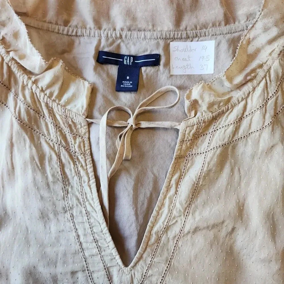 Gap Mini Dress Women's Size S Tan Sleeveless Elastic Waist V-Neck Pullover - Picture 4 of 9